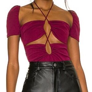 NBD Burgundy Cutout Bodysuit
